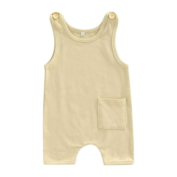 nvzhuang Baby Summer Suspenders Jumpsuit, Toddlers Solid Color Sleeveless Short Rompers for Girls, Boys, 0-3 Years