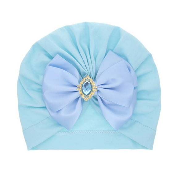 nvzhuang Baby Turban Cap, Shiny Crystal Beanie Hat Stretchy Bonnet Headwraps with Bow Knot