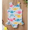 thumbnail image 1 of nvzhuang Breathable Little Girls One-piece Swimsuit, Summer Children Cute Crab/Donut Printing Sleeveless Swimwear for Vacation, 1 of 8