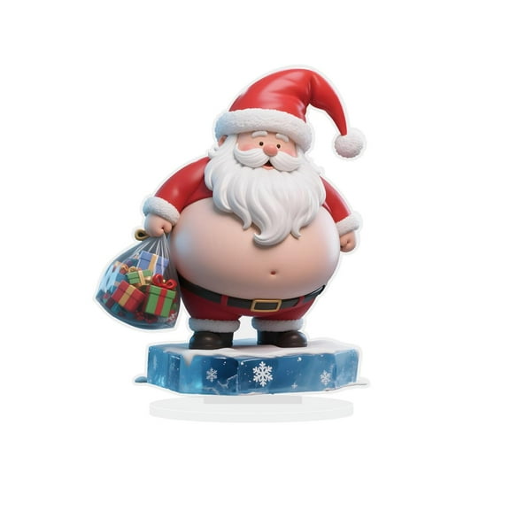 nvzhuang Christmas Desk Ornament Cute Santa Figurine 2D Flat Acrylic Tabletop Decorations for Home