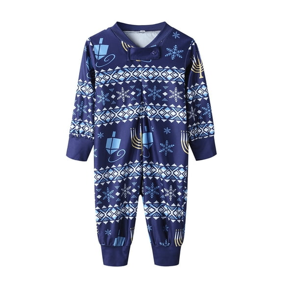 nvzhuang Christmas Family Matching Pajama, Printed Long Sleeve Round Neck Jumpsuit/Top Pants
