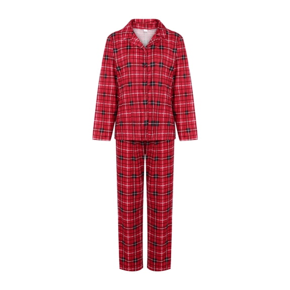 nvzhuang Christmas Family Pajamas, Plaid Pattern Elastic Waist Festive Holiday Celebration Costume