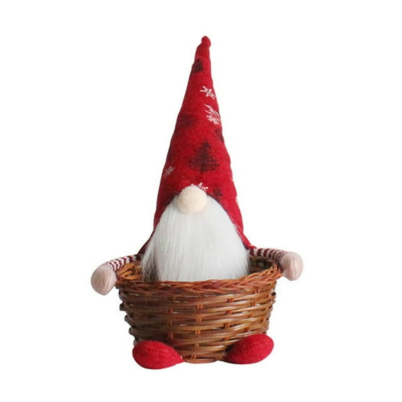 nvzhuang Christmas Gnome Plush Toys with Candy Basket Beard Pointed Hat Adorable Dwarf Doll for Party Home Office