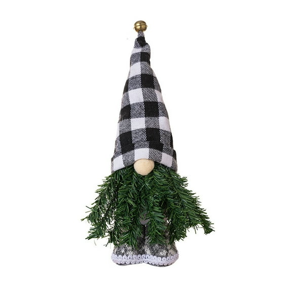 nvzhuang Christmas Plaid Gnome with LED Lights Green Plant Faceless Doll Decorations Home Tabletop Elf Decor