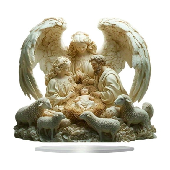nvzhuang Flat Acrylic Ornament, Angel Nativity Desktop Decoration for Home Office Present
