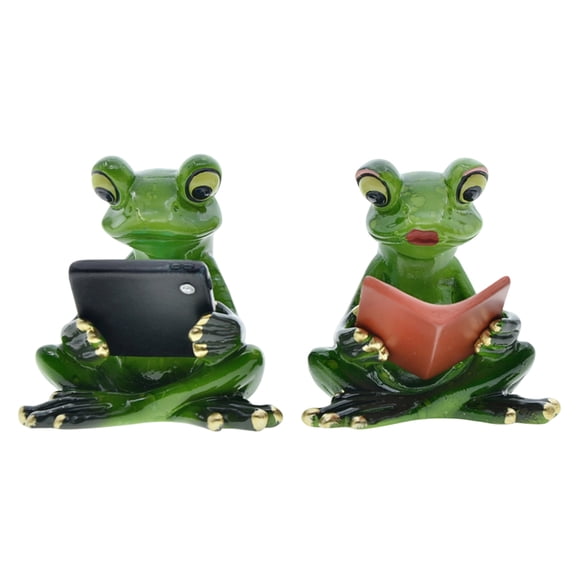 nvzhuang Frog Statues Creative Reading Couple Frog Figurines Home Ornaments for Indoor Outdoor Places