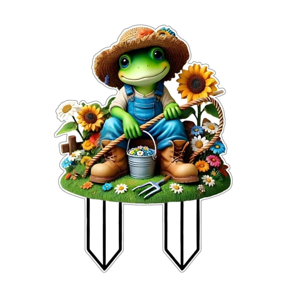 nvzhuang Garden Ground Stakes 2D Flat Acrylic Frog Courtyard Decorative Floor Plugs Outdoor Lawn Patio Pathway Decor