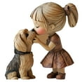 thumbnail image 1 of nvzhuang Girl and Dog Decor Creative Wooden Statue Cute Animal Figurine for Desktop Home Decor Present, 1 of 8