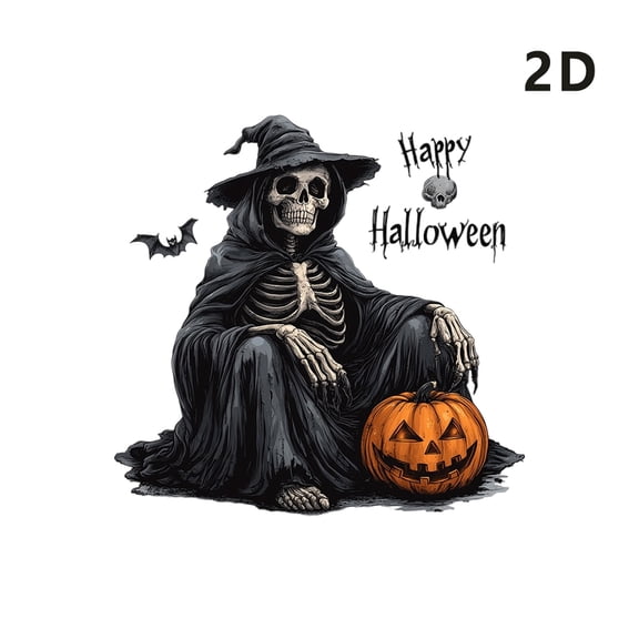 nvzhuang Halloween Wall Decals Spooky Skull Witch Pumpkin PVC Peel and Stick Flat Wall Stickers