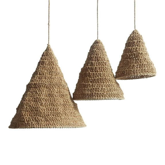 nvzhuang Handwoven Lampshade Rustic Rope Triangle Shape Ceiling Pendant Lampshade for Tea Room, Bar