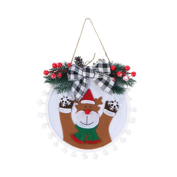 nvzhuang Hanging Christmas Wreath Decorative Santa/ Snowman/ Elk Garland Ornament for Front Door Wall Indoors and Outdoors