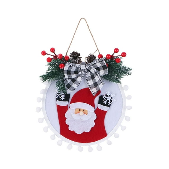 nvzhuang Hanging Christmas Wreath Decorative Santa/ Snowman/ Elk Garland Ornament for Front Door Wall Indoors and Outdoors