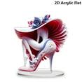 thumbnail image 1 of nvzhuang High Heels Figurine Acrylic Decorative Plaque 2D Flat Nude Women and Flower Tabletop Decor with Base, 1 of 8