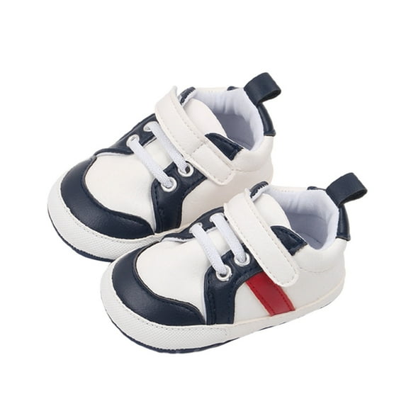 nvzhuang Infant Baby Boys Sneakers Stripe PU Leather Anti-Slip Soft Sole Prewalker Toddler Shoes