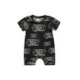 thumbnail image 1 of nvzhuang Infant Baby Western Cowboy Jumpsuit, Cartoon Bull Head Print Short Sleeve Round Neck Romper for Boys Girls, 0-18 Months, 1 of 9