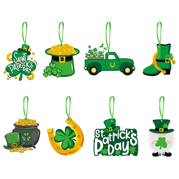 nvzhuang Irish Day Decorations Spring Green Shamrock Gnome Boot Hat Hanging Signs Ornaments for Home Office Party
