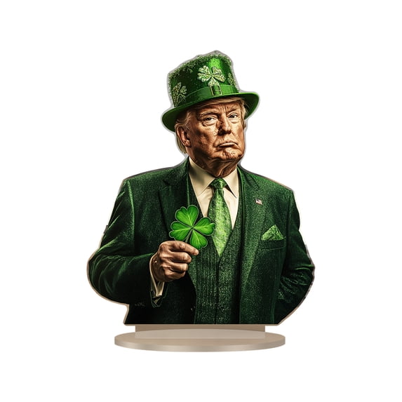 nvzhuang Irish Decor Clover and President Acrylic Flat Ornaments Tabletop Decorations for Living Room Home Office