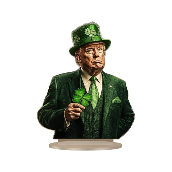 nvzhuang Irish Decor Clover and President Acrylic Flat Ornaments Tabletop Decorations for Living Room Home Office