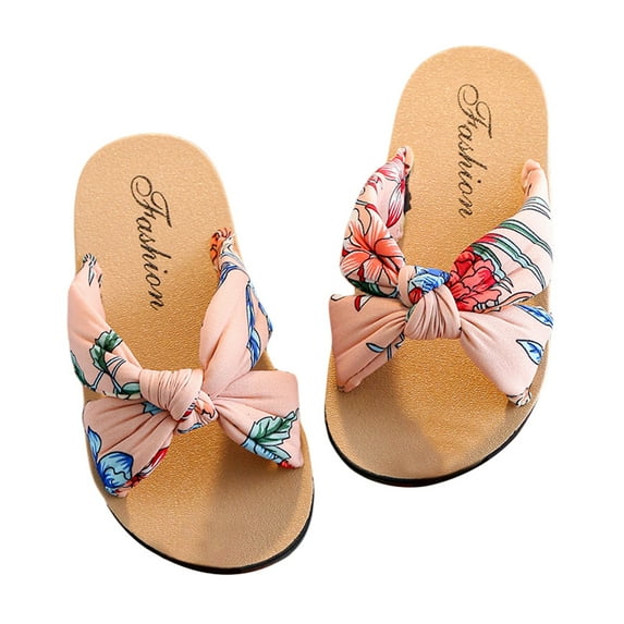 nvzhuang Kids Girls Slippers Non-slip Bohemian Toddler Slide Sandals Summer Beach Baby Shoes