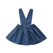 nvzhuang Little Girls Suspender Skirt, Denim Solid Color Waist Elastic Band Wild Fashion Skirt, Baby Girls Overall Skirt