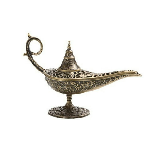 nvzhuang Magic Genie Lamp Incense Burners Gold Metal Delicate Carved Air Purification Incense Burner Home Decorations