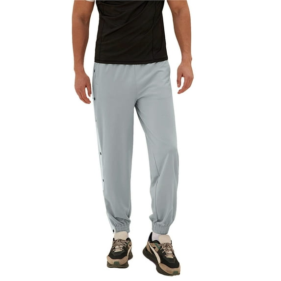 nvzhuang Men Casual Sweatpants, Side Button Elastic Waist Contrast Color Sports Pants Trousers