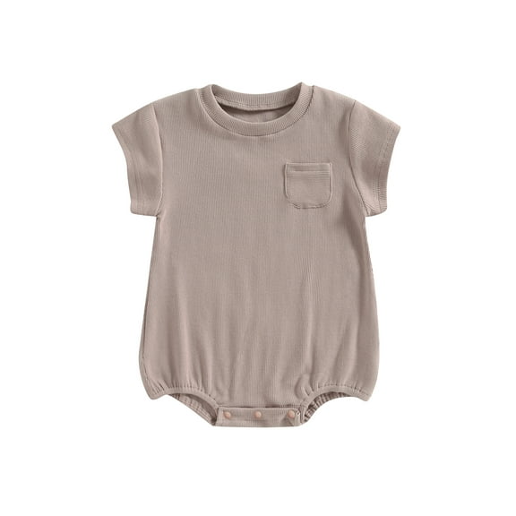 nvzhuang Newborn Baby Summer Romper, Casual Short Sleeve Round Neck Solid Color Loose Bodysuit