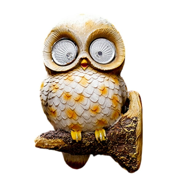 nvzhuang Owl Garden Statue, Resin Sculpture Tree Stake Outdoor Decoration Solar Outdoor Light
