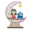 thumbnail image 1 of nvzhuang Ramadan Moon Decor Wooden Hollowed Crescent Moon Eid Mubarak Decorations Table Centerpieces for Home Holiday Party, 1 of 8