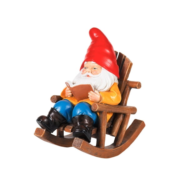 nvzhuang Reading Gnome on Chair Figurine Cute Resin Statues Decorations for Home Indoor Outdoor Garden Decor