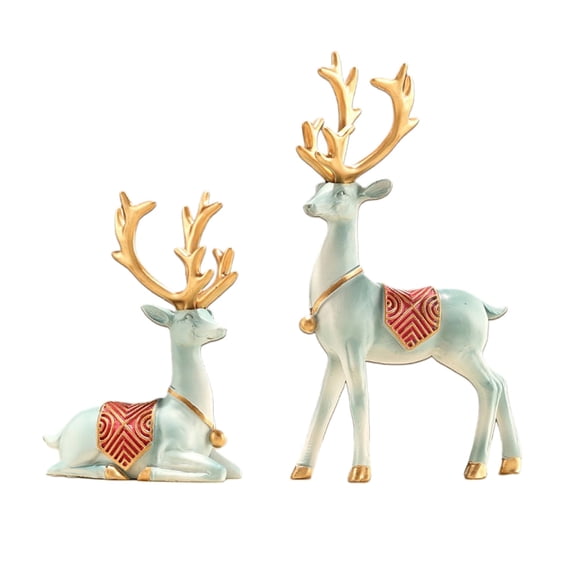 nvzhuang Reindeer Figurines Modern Deer Statues Christmas Elk Sculpture Decorations for Home Office Shop