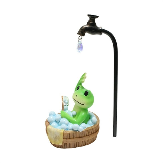 nvzhuang Resin Bathing Frog with Faucet Statue Decoration Garden Sculpture Courtyard Decor Creative Figurines Decor for Yard Lawn