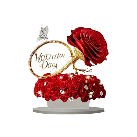 nvzhuang Rose Decorations 2D Flat Acrylic Table Top Decor Office TV Cabinet Desktop Mother's Day Home Decoration Ornaments