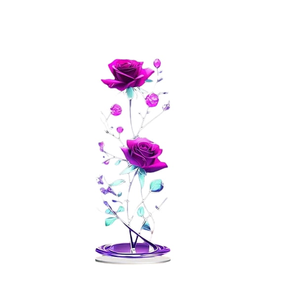 nvzhuang Rose Table Decorations Beautiful Rose Flower Art Sign 2D Acrylic Flat Ornaments for Home
