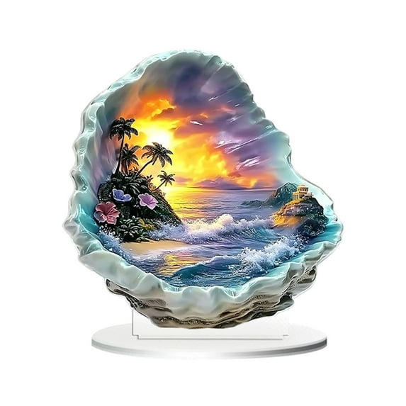 nvzhuang Seashell Desk Decor Ocean Theme Acrylic Flat Ornaments Tabletop Decorations for Living Room Home Office