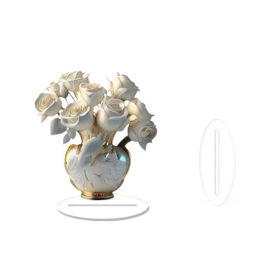 nvzhuang Stunning Rose Ornament 2D Flat Acrylic Decorations Desktop Decor for Home and Holiday