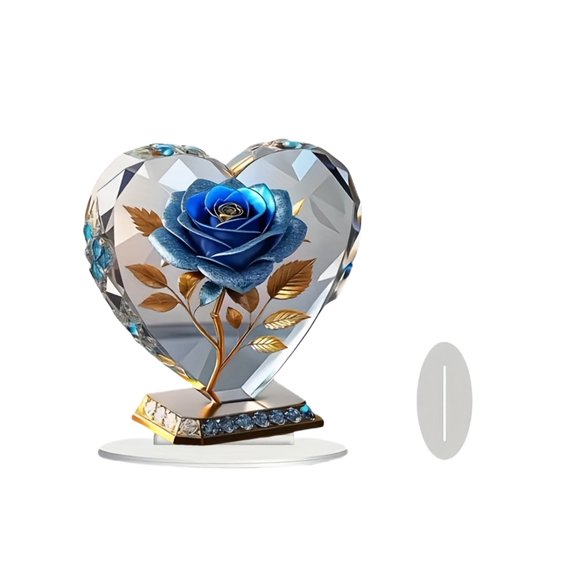 nvzhuang Stunning Rose Ornament 2D Flat Acrylic Decorations Desktop Decor for Home and Holiday