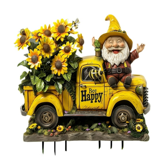 nvzhuang Sunflower and Dwarf Garden Stakes Acrylic Decorative Stakes for Flower Pots Outdoor Yard Decor