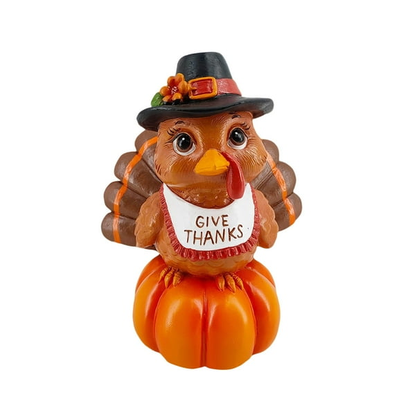 nvzhuang Thanksgiving Turkey Pumpkin Table Decor Colorful Resin Figurine for Holiday Festival Celebration