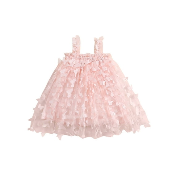 nvzhuang Toddler Kids Baby Girls Dress 3D Butterfly Sleeveless Sling Dress Summer Princess Dress