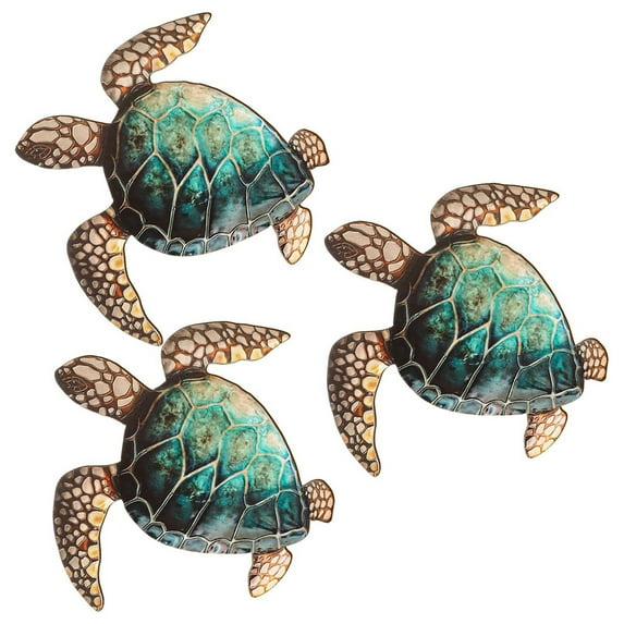 nvzhuang Turtle Wall Decor Set of 3 Beach Theme Wooden Wall Art Decor for Home Bedroom Living Room