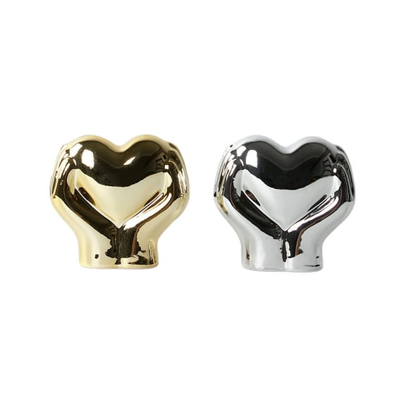 nvzhuang Valentines Day Table Decorations Romantic Ceramic Heart Figurines Love Sculpture for Centerpiece Party Home Holiday