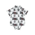 thumbnail image 1 of nvzhuang Western Baby Shirt Romper, Short Sleeve Cow Print Button Up Lapel Bodysuit Newborn Clothes, 1 of 9