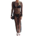 thumbnail image 1 of nvzhuang Women Bikini Cover-Ups Mesh Side Slit Beach Long Dress Swimwear Sunscreen Blouse, 1 of 9