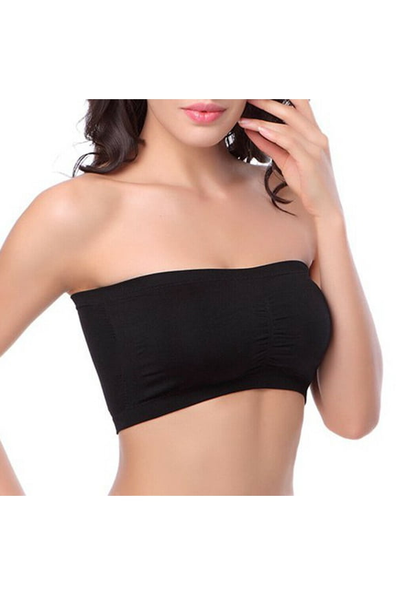 Women Chest Wrap Bra, Solid Color Crop Removable Padded Top, Stretchy Seamless Bandeau Tube Wild Fashion Tops