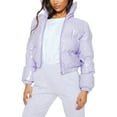 thumbnail image 1 of nvzhuang Women Quilted Puffer Jackets, Long Sleeve Stand Collar Metallic Cropped Down Jackets, 1 of 7