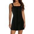 thumbnail image 1 of nvzhuang Women Short Dresses, Sleeveless Buttons Off Shoulder Casual Party Summer Spring Dress, 1 of 8