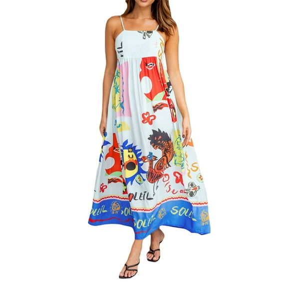 nvzhuang Women Sleeveless Dress Summer Tie Back Party Dress for Vacation Cocktail Beach Streetwear