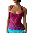 thumbnail image 1 of nvzhuang Women Tank Tops Lace Tie-Up Sleeveless Vests Summer Casual Slim Fit T-Shirts Streetwear, 1 of 6