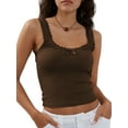 thumbnail image 1 of nvzhuang Women's Crop Tank Tops Slim Fit Backless Lace Trim 3D Bow Ribbed Cami Tank Tops, 1 of 9